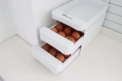 주문폭주 (동영상첨부)(계란 한판 한방에 수납 가능) 2단 서랍/선반형 계란 보관 케이스