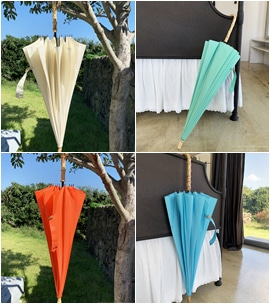 (단독 개별배송)고급스러운 대나무 손잡이 컬러 장우산 (옵션-4color)
