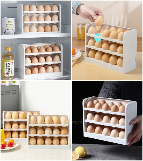 (한정수량/ 재입고불가능) 화이트 폴딩 계란 보관함 / 계란 트레이 수납함 / 에그 트레이