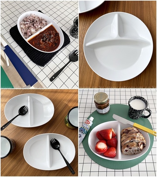 일본 화이트 나눔 접시/ 다이어트 접시/ 안주접시/ 아이 간식 접시